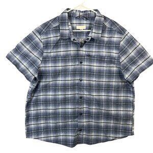 Ecothreads Mens Size XL Snap Button Up Short Sleeve Shirt Plaid Blue EUC